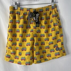 Redox Jeans Instagram Men's Large‎ Yellow Bus Van Shorts Bathing Swim Suit NEW